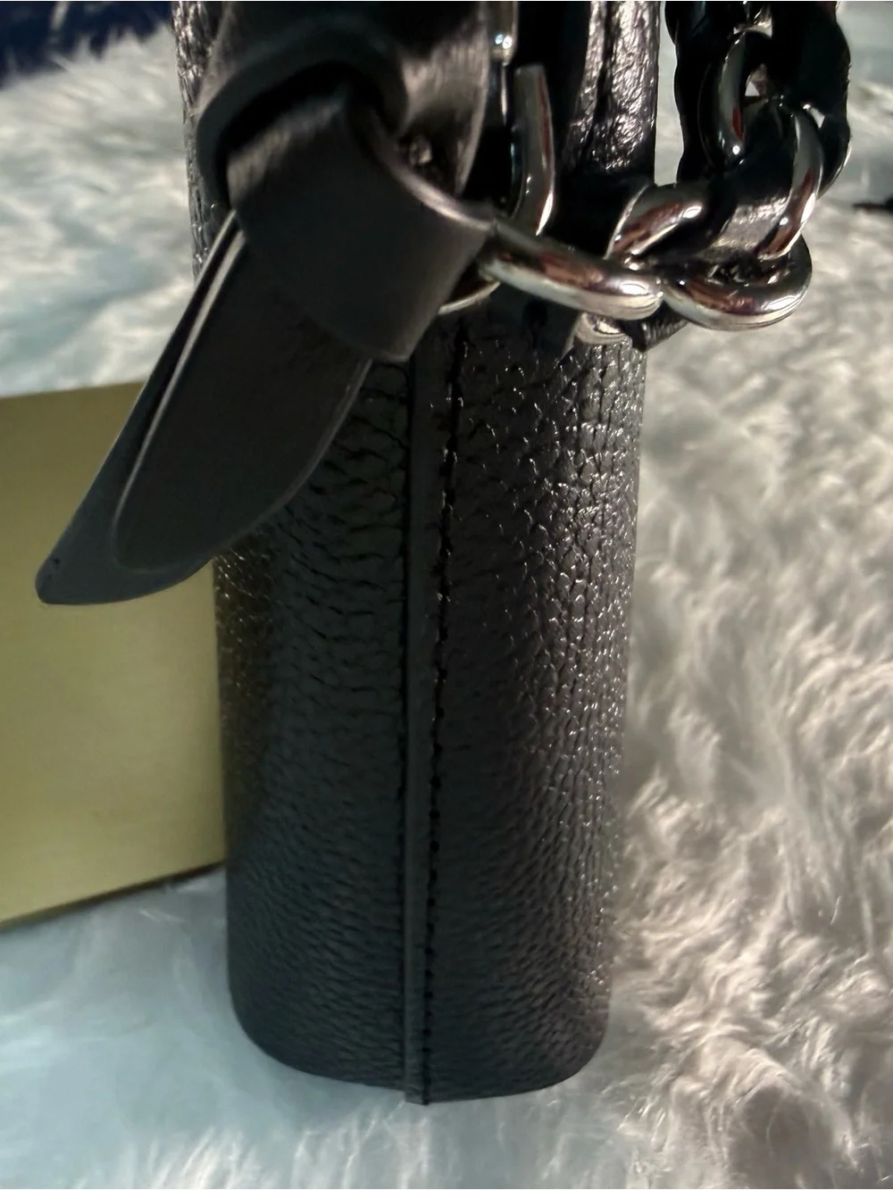 Michael Kors Black Pebbled Leather Crossbody with Chain Strap